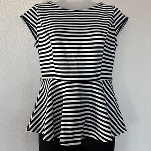 Elle Black and White Striped Blouse